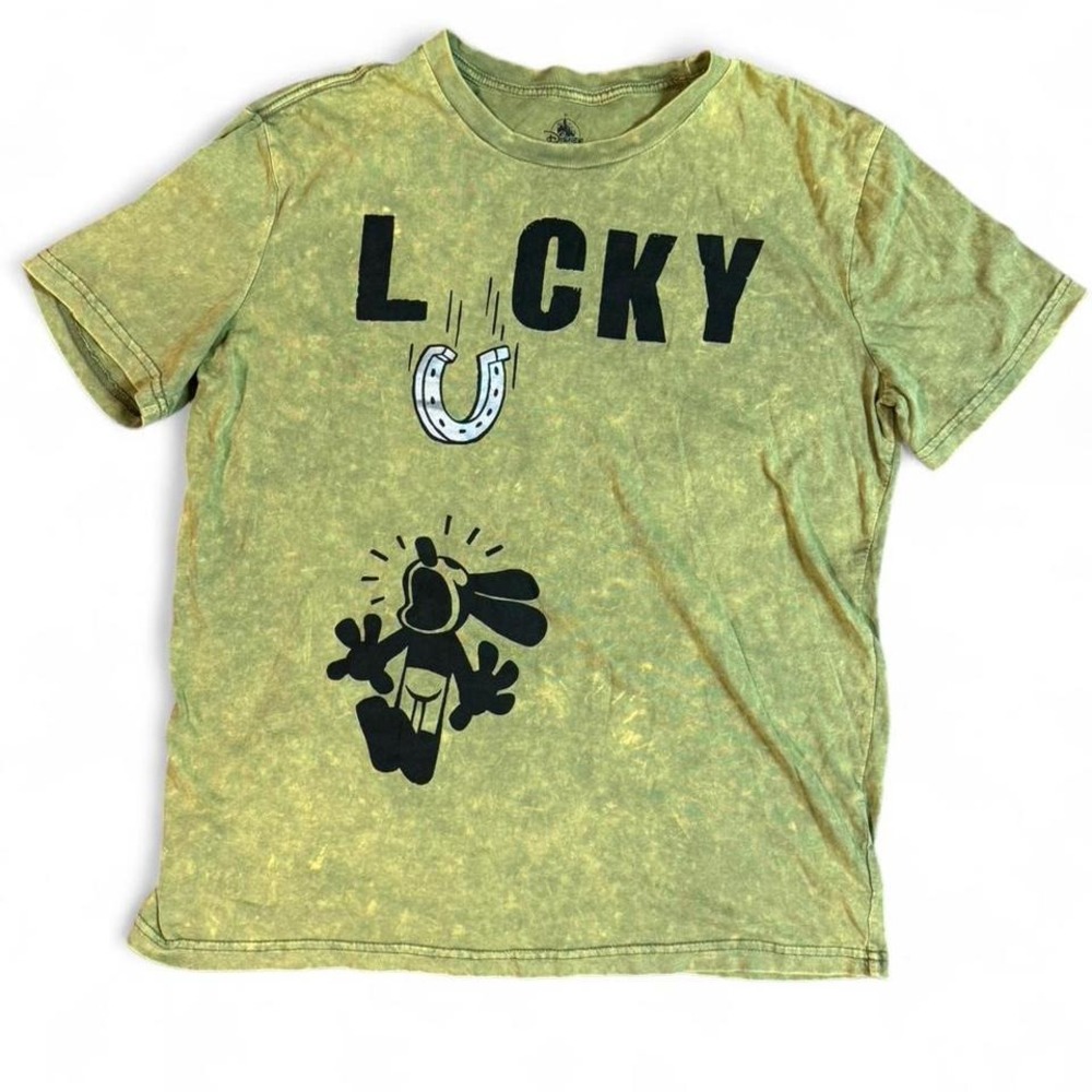 Disney‎ Mickey Mouse "Lucky" t-shirt in a lime green wash size medium